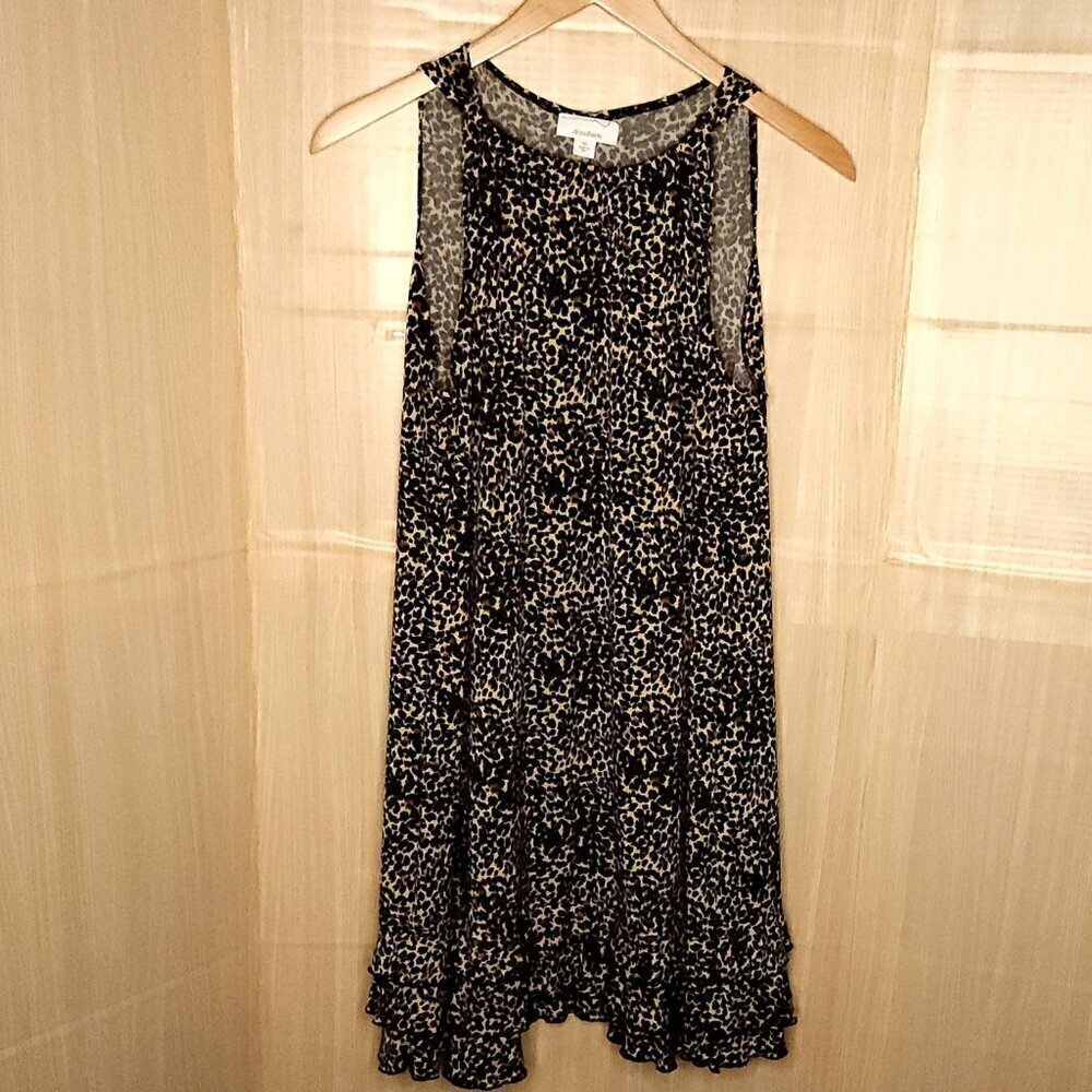 Dressbarn Womens Sleeveless Brown Black Leopard Print Stretchy Dress 16